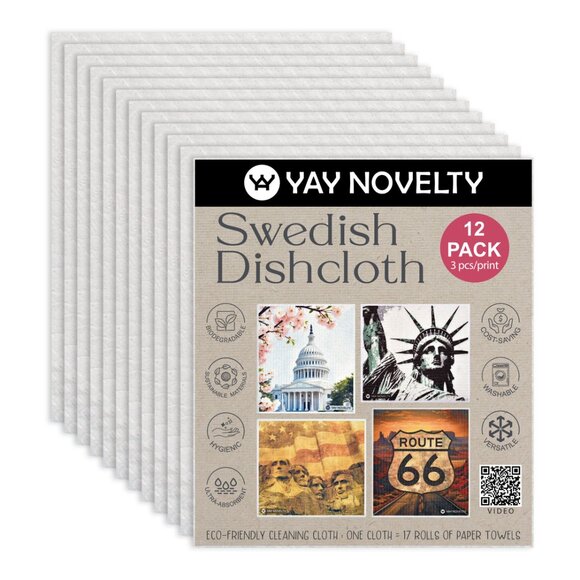 12-PK Eco-Friendly Swedish Dishcloths For Kitchen - Paper Towel Alternative - Picture 3 of 4